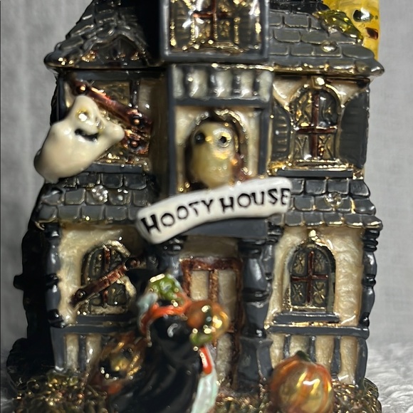 Fitz and Floyd Figurine enamel trinket box - Rare Hooty House 🎃 - Picture 1 of 8